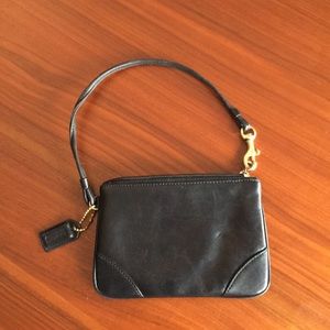 Coach black leather wristlet